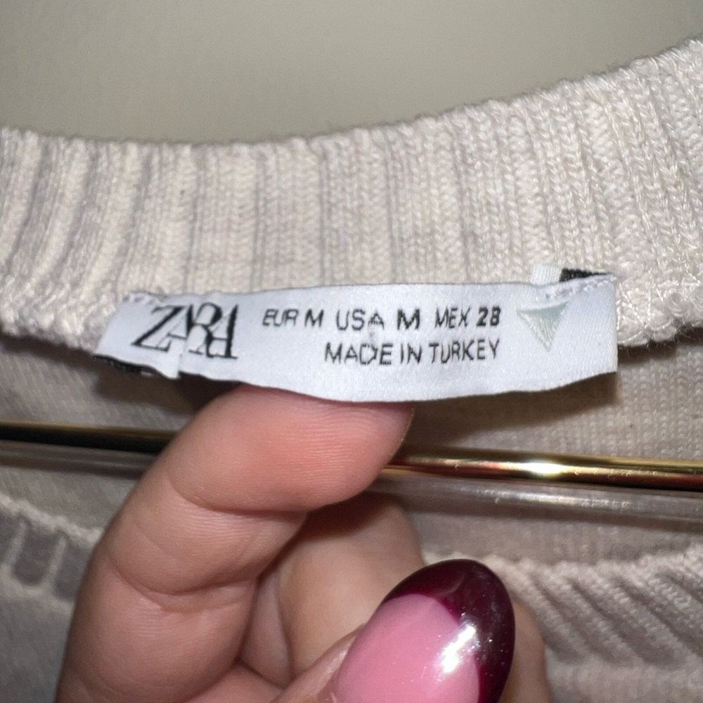 Zara Super Soft Short Sleeve Sweater Knit Top Greige-ish Color Size M - Picture 3 of 6